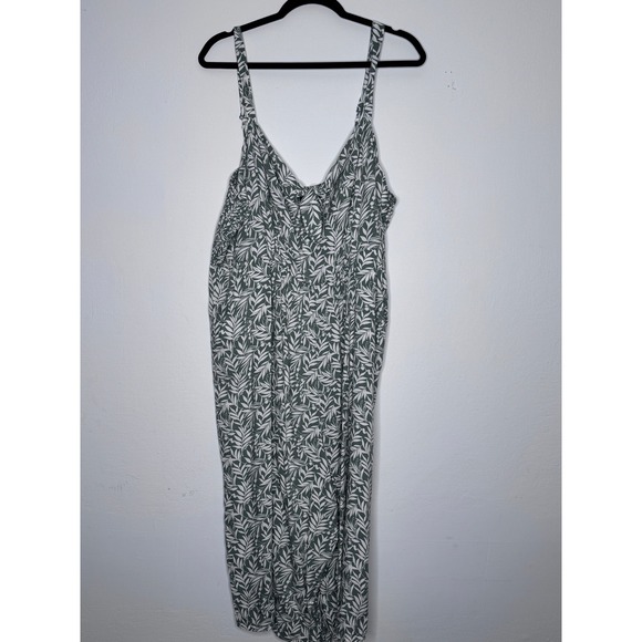 As U Wish Pants - As U Wish Green Tropical Leaf Print Smocked Wide Leg Jumper Plus Size 3X